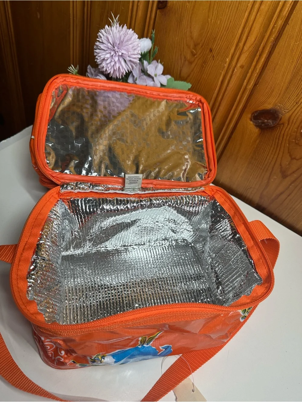 Orange Floral Vinyl lunch Bag